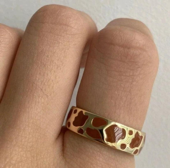 Moo Print Brown Y2K Band Ring - Bling Little Thing