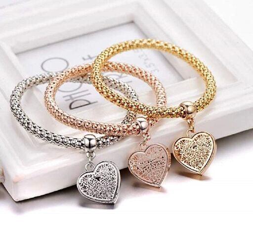 Multilayered Love Heart Charm Bracelets Set - Bling Little Thing
