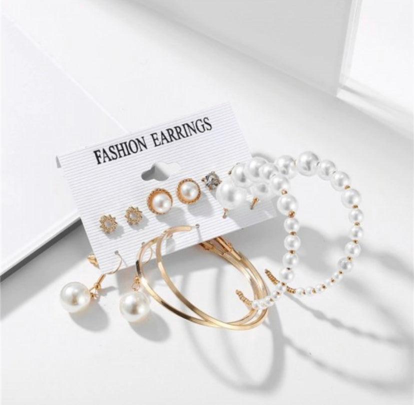 Pearl Desire 6 pcs Earrings Combo Set - Bling Little Thing