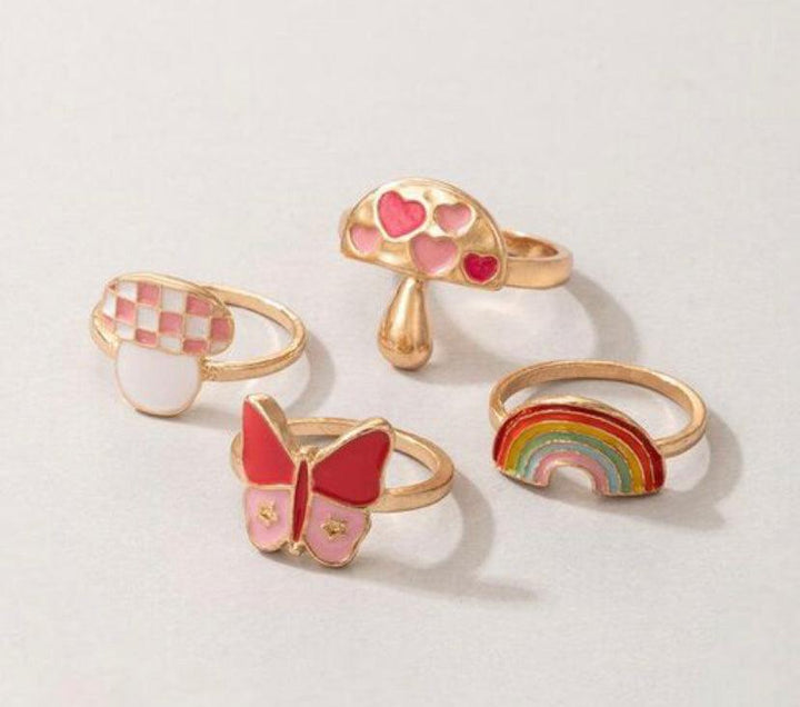 Pink Y2K Chunky Stacking Rings (Set of 4) - Bling Little Thing