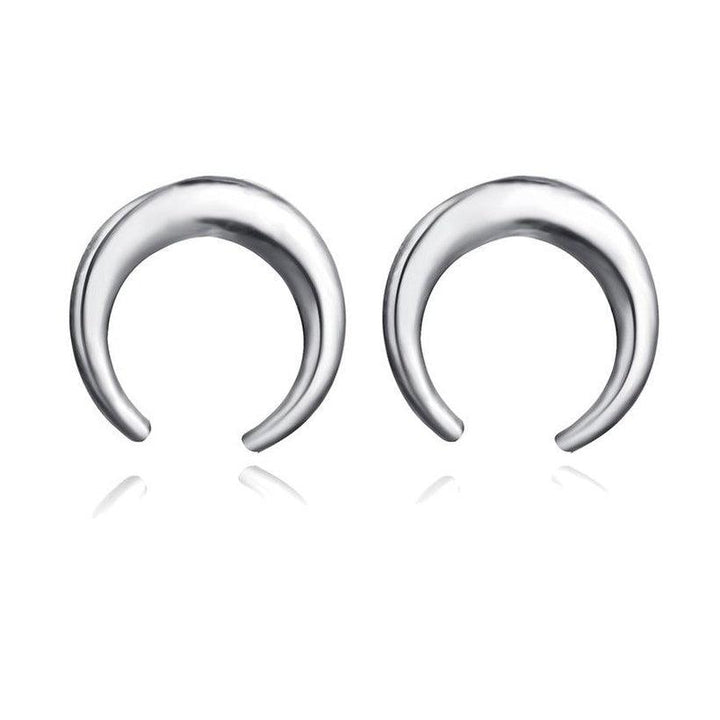 Simple Moonshaped Alloy Smooth Stud Earrings - Bling Little Thing