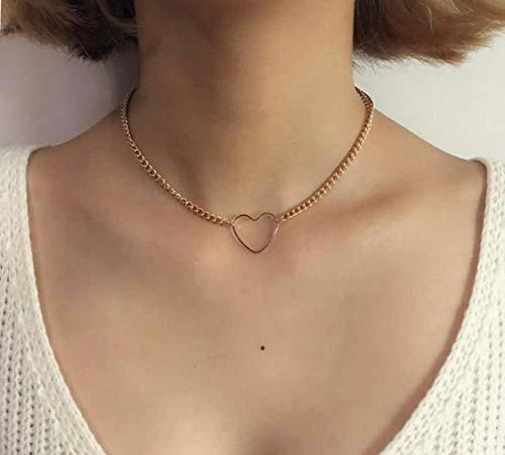 Sleek Heart Charm Choker Necklace - Bling Little Thing