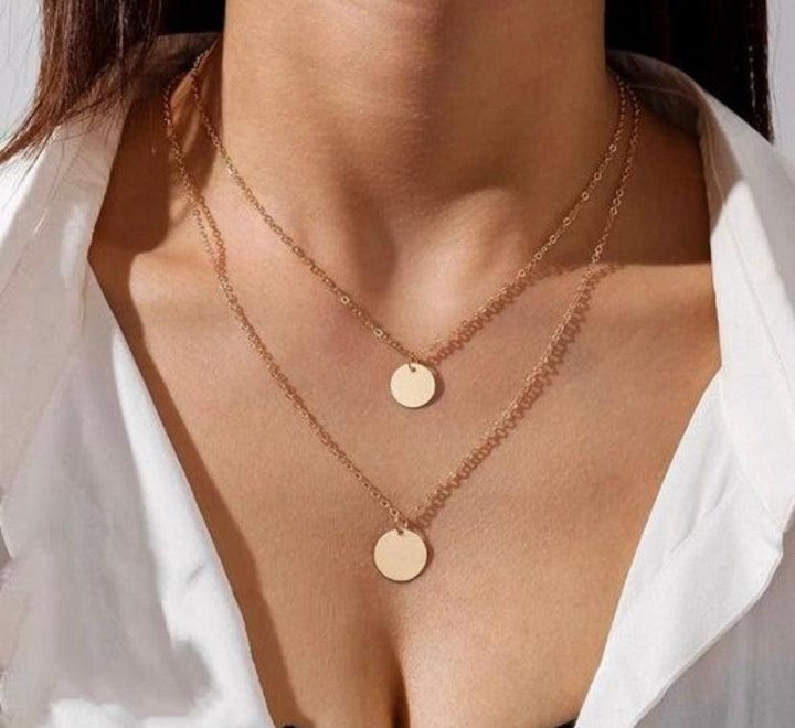 Sleek Multilayered Coin Pendant Necklace - Bling Little Thing