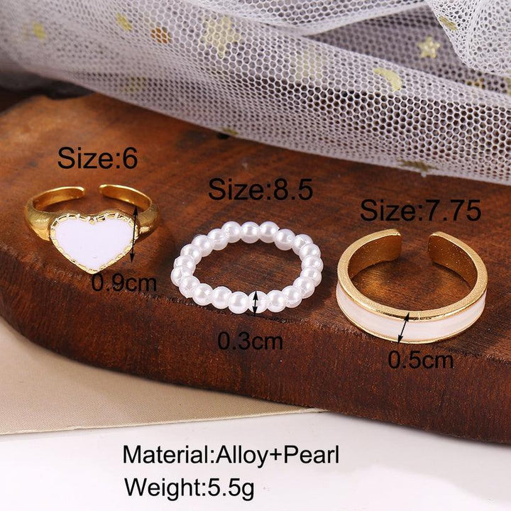 Sweet Heart Shape Imitation Pearl Alloy Open Rings - Bling Little Thing