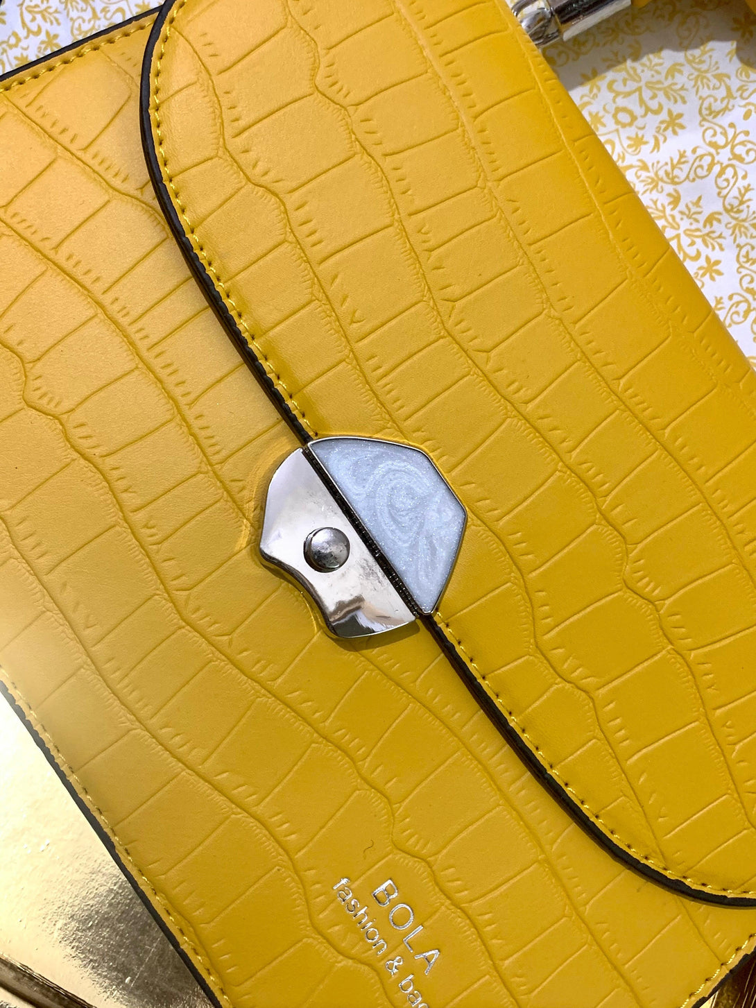 Yellow Textured Satchet Bag - Bling Little Thing